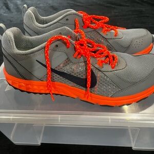 Nike Gray Sneakers with Bright Orange Accents